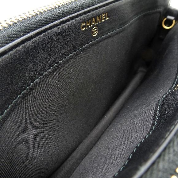 Chanel Chain Wallet Lambskin Black Diagonal Shoulder - Picture 6 of 7